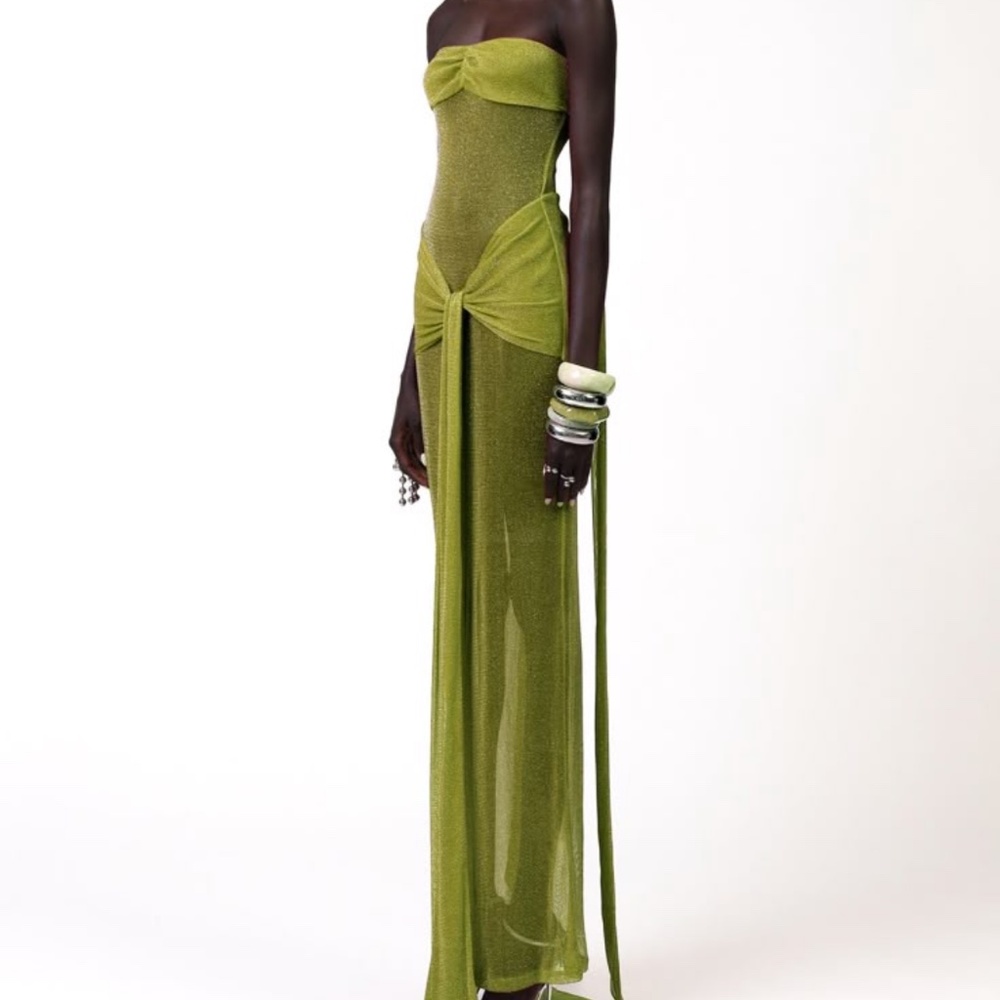 Lime green strapless dress